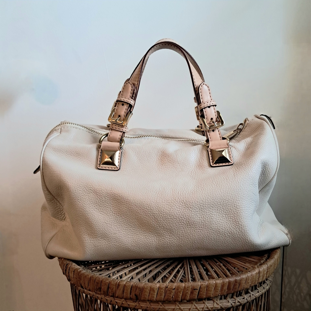 Michael Kors Cream Leather Satchel Handbag